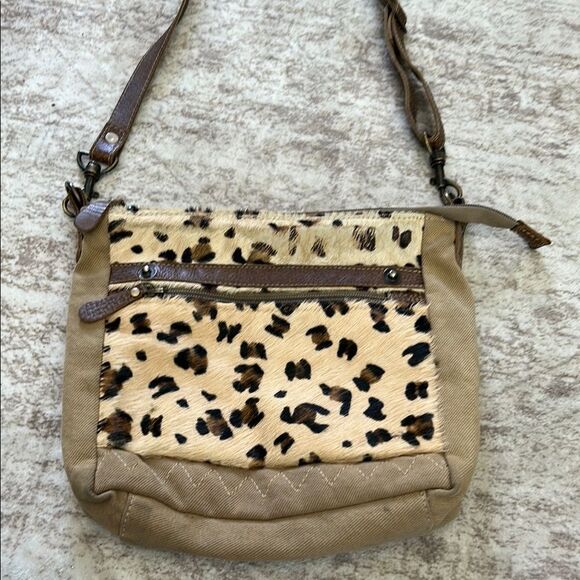 Myra Bag Handbags - Myra Leopard Print Crossbody Bag with real fur cowhide